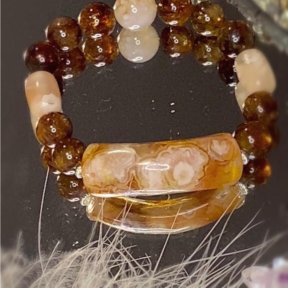 HAND MADE - Chic Brown and Cream Beaded Bracelet